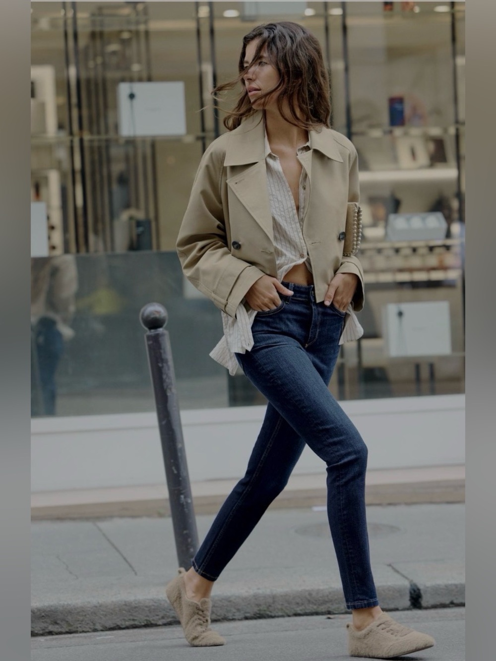 Zara Cropped Double Breasted Trench - Picture 1 of 5